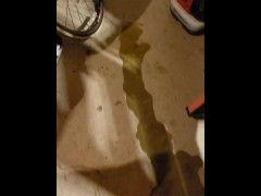 Flooding the garage floor with desperate piss - ftm