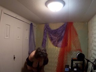 BBW Granny Wearing_Thigh Highs Rubs Pussy Cums inOffice