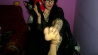 Miss Wagon Vegan - Red Shoes and fetish red lipstick to make you cum