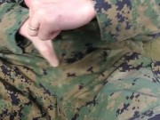 Preview 5 of US Marine Crossdresser Cums All Over Self In Full Combat Uniform