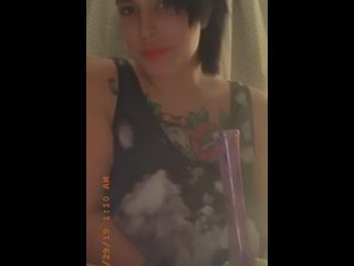 alternative woman, bong rip, smoking fetish, alt girl