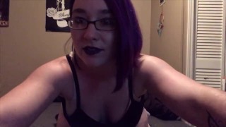 Emo Cutie Strips and plays with herself 
