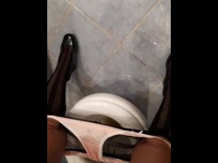 Desperation squating above the toilet female POV