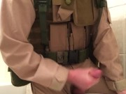 Preview 4 of US Marine in has a Quickie in Battle Uniform (Cumshot)