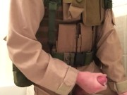 Preview 6 of US Marine in has a Quickie in Battle Uniform (Cumshot)