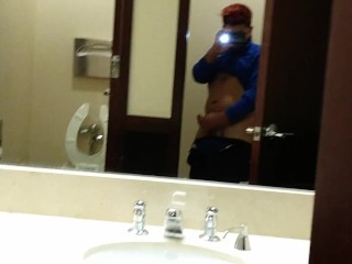 Big Dick is Hard 6 A.m. in the Morning Jerking off Public bathroom...L.L
