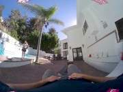 Preview 2 of VRBangers-Horny Slut Karter Foxx Strip Dance And Fucked Hard By The Pool VR