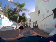 Preview 3 of VRBangers-Horny Slut Karter Foxx Strip Dance And Fucked Hard By The Pool VR