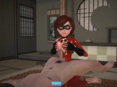 (3D Porn)(The Incredibles) Elastigirl - Helen Parr blowjob and handjob