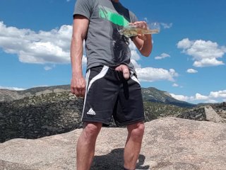 Pouring piss over my athletic shorts on public hiking trails