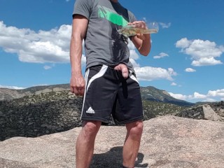 Pouring piss over my athletic shorts on public hiking trails