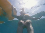 Preview 6 of Fast Cum on Big Tits Underwater | Redhead Ginger Teen Naked Swim Handjob