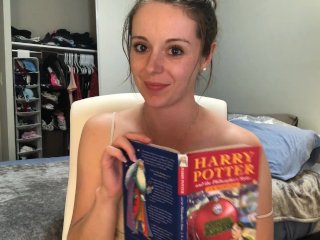 teenager, harry potter, reading vibrator, brunette