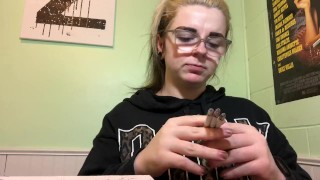 Hot chick smokes 3 cigarettes 