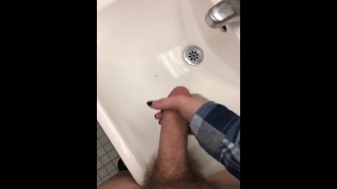 twink with painted nails cums in dorm sink