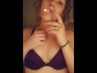 red head, smoking, amateur, small tits