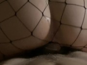 Preview 2 of PERFECT ASS STEP SISTER IN FISHNETS REVERSE COWGIRL WITH CONDOM