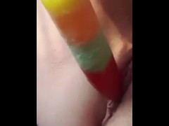 The Naked Nerd uses a popsicle to cool down 