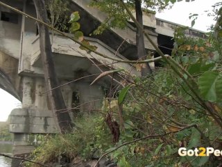 Blonde Pissing Under The Bridge