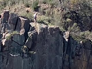 Nude Play & Fuck While Rock Climber Watches Risky Public