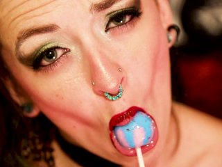 solo female, tongue fetish, close up, tattooed women