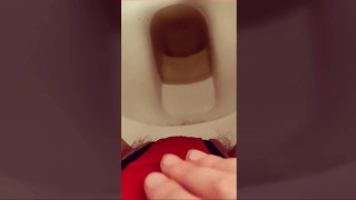 Wetting On The Toilet With A Hairy Pussy Rub To An Orgasm While Wearing Too-Tight Underwear