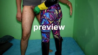 Rubber Boots Yoga Pants And Handjob Facesitting Gloves