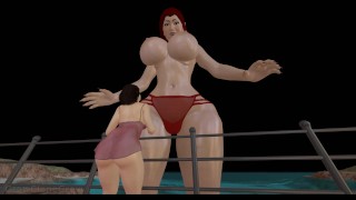 Perspective Of The Over-The-Rail Giantess Growth Breast Expansion