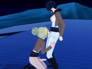 Attack on Titan Rooftop FUTA Fun with Mikasa and Annie