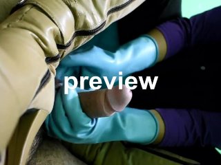 Handjob blueLatex Gloves & LeatherHighheels Boots, cum explosion (PREVIEW)
