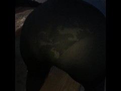 Changing in park into see through outfit visible thong