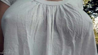 BOUNCING BOOBS IN SHIRT WHILE WALKING And Running 4 (BRALESS)