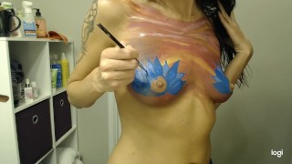 My First Time Body Paiting with Gentle Touch and Romantic Music