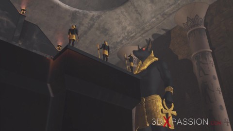 Anubis se folla a un joven egipcio en su templo