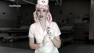 Enfermera gótica Joy le hace un examen de próstata