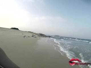 Young amateur couple fucks hard on public beach / CREAMPIE Miriam Prado screenshot number 0