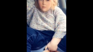 JOI and Fingering in the car - blonde pawg teen public