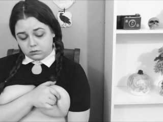 BBW Wednesday AddamsCums HARD for Thing - Halloween Porn