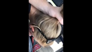 A Girl Nearly Gets Caught Sucking Her Penis While Driving