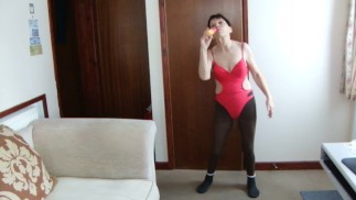 TRY ON HAUL Sucking Ice Cream Red Bikini Swimwear Pantyhose Tights Socks!