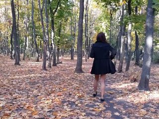 Walking NO PANTIES in_Pantyhose #PUBLIC Autumn_Park