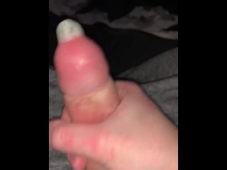 Seven inch cock fills up a condom