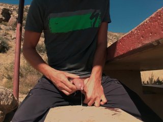 public orgasm, hiking, solo male, outside
