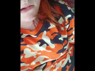 tattooed pawg, amateur, big clit, red head