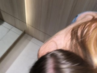 During shopping, a thin girl sucked my dick in the fitting room
