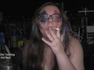 BBW Psychedelic Clown Smokes and Teases