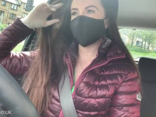 driving, pornstar, gloves, public