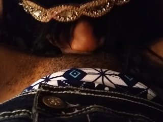 Tranny has pussy juice in her mouth