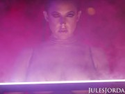Preview 2 of Jules Jordan: Dark Seduction, Angela White Fucks Under Neon Lights At Night
