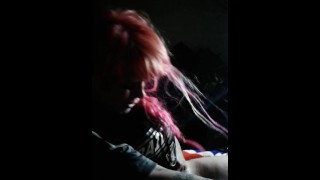 pink hair chick can fuck and suck